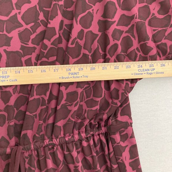 H by Halston Burgundy Animal Print Boat Neck 3/4 Sleeve Tie Front Dress 1X - Picture 7 of 10